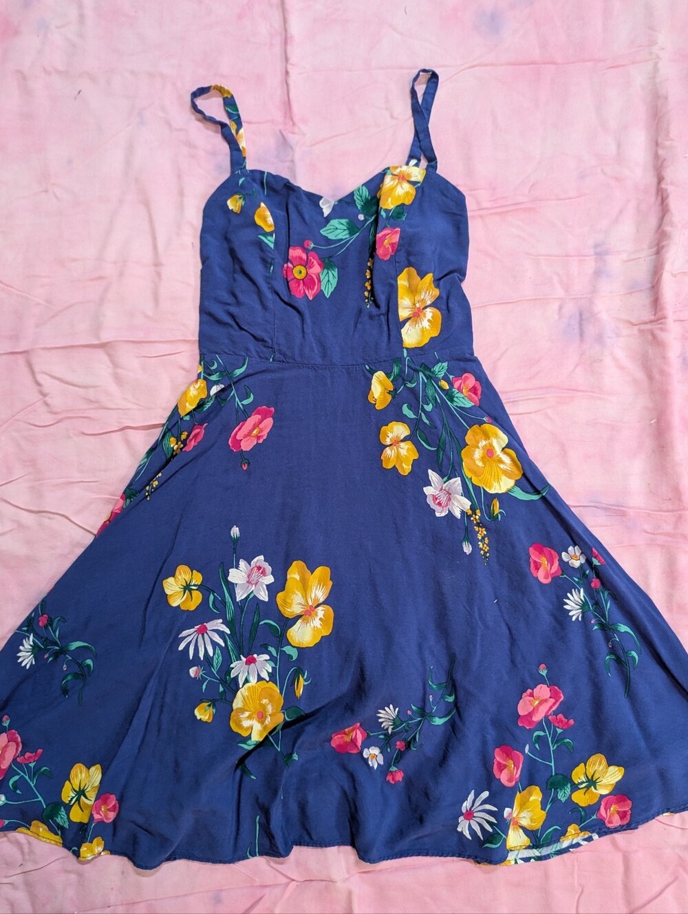 Old Navy Cami Dress Sweetheart Neckline XS Floral Blue